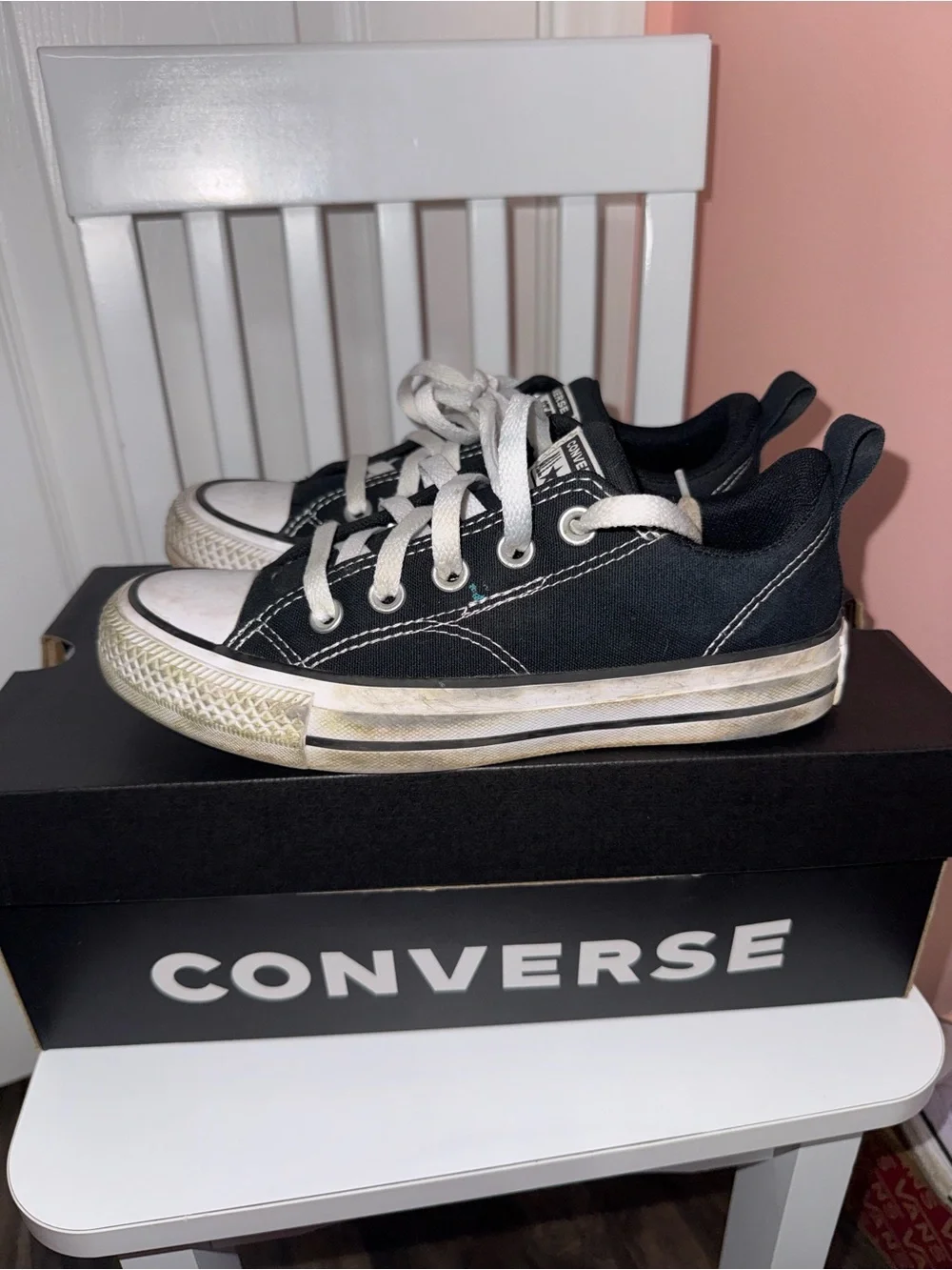 Converse Kids Black and White Low-Top Canvas Sneakers